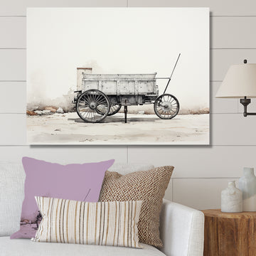 Minimalist Utility Western Carriage Cart - Old American Cart Canvas Wall Art